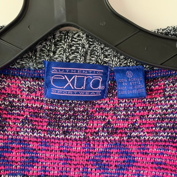 Vintage 80s Chunky Neon Button Up Cardigan - Picture 3 of 5